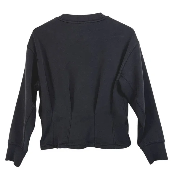 Lululemon Gathered Waist Crew Pullover Black Modal Sweatshirt W3EPBS Size 6 - Picture 3 of 8